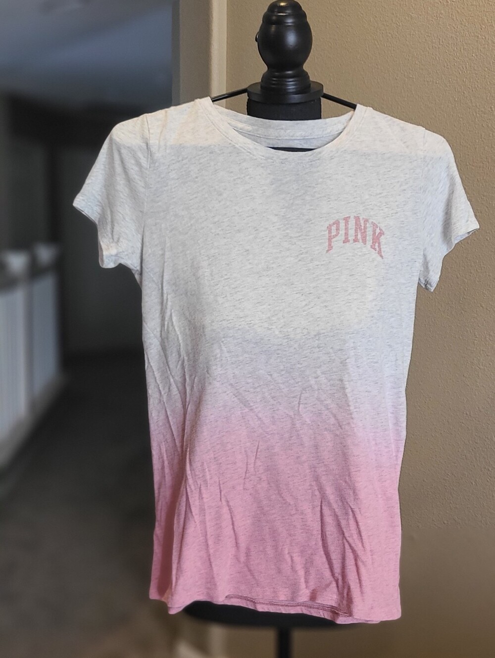 PINK Victoria's Secret Heather Gray to Light Pink Ombre Short Sleeve Tee